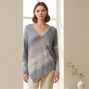 Knox Rose size M asymmetrical v-neck sweater quiet luxury